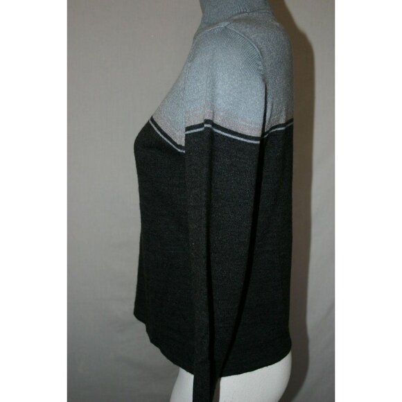 Amanda Smith Womens Colorblock Gray Blue Turtleneck Sweater Long Sleeve Medium - Picture 4 of 5